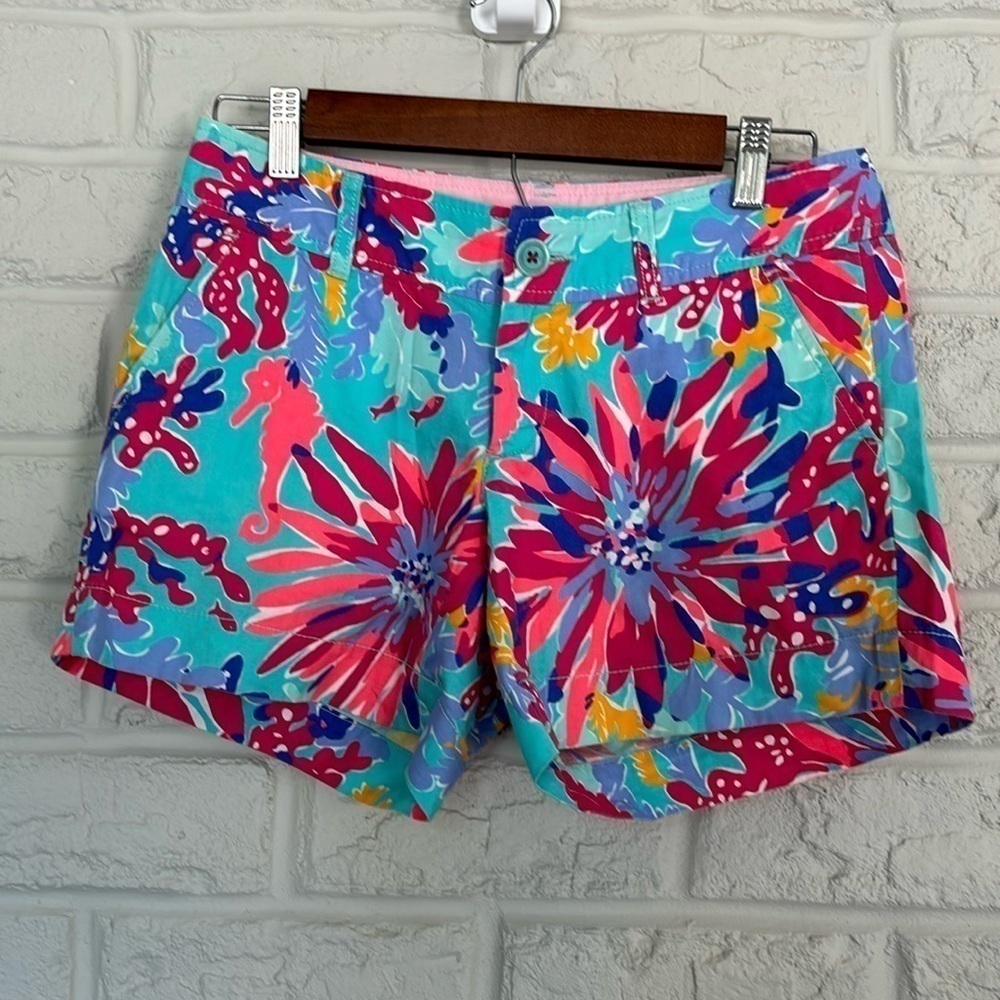 Lilly Pulitzer Blue Coral Reef Callahan Shorts Size 0